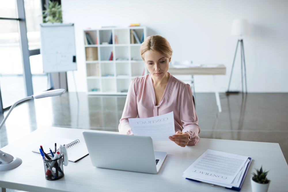 Woman working in private office