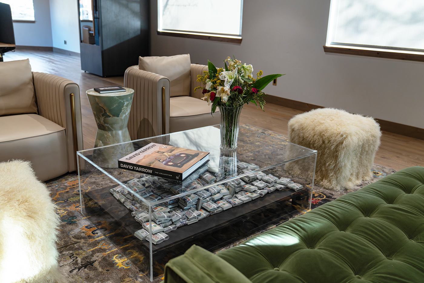 Furniture in trendy coworking space